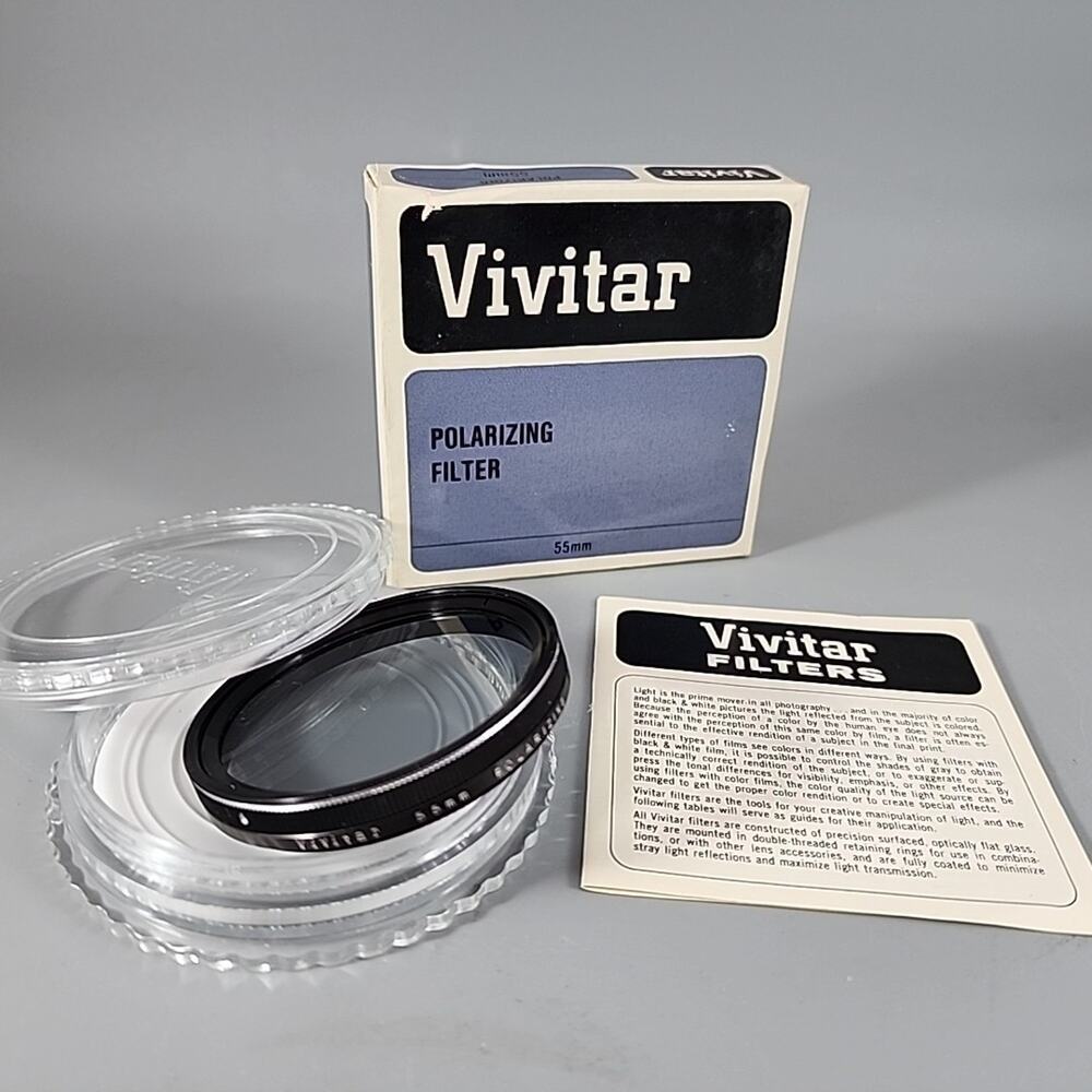 Vivitar 55mm Circular Polarizing Filter Lens + Case - Made in Japan